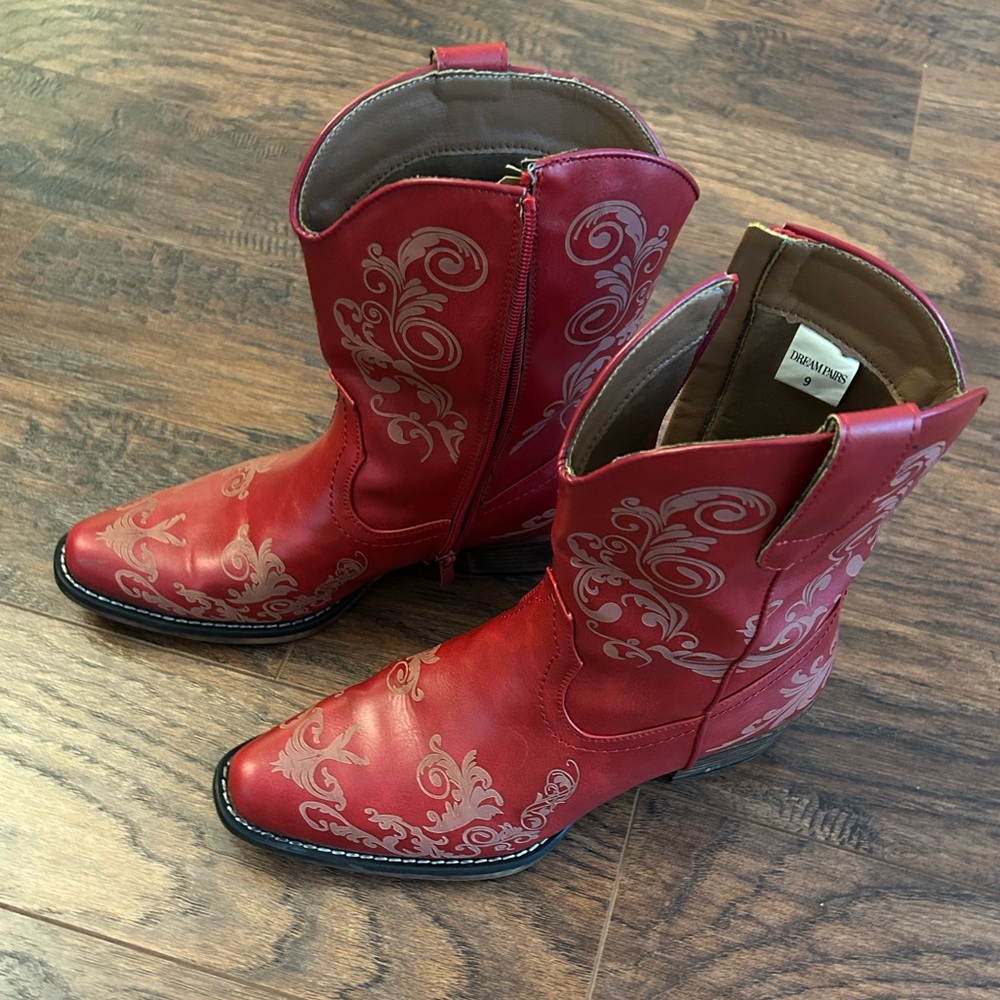 Red Western Ankle Boots